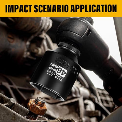 1/2 Inch Drive 46mm Deep Metric 6 Point CR-MO Impact Socket | Radius Corner Design,Square Chamfered Opening,Axle Nut Impact Grade Socket for Easy Removal - size: 1/2” Drive 46mm Deep, style: 1/2" Drive Deep Socket