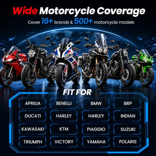 ANCEL MT700 Motorcycle OBD2 Scanner Full Systems, ABS Engine Meter TPMS Diagnostic Tool with 35+ Reset Functions for Harley Indian Yamaha Polaris Piaggio Ducati Honda BMW, AutoVIN, 7”Touch Screen,16G - color: Light black