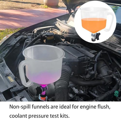 Coolant Funnel Kit 丨 15-Piece Set with 5 Adapters 丨 No-Spill Radiator Funnel 丨 for Cars & Light Trucks