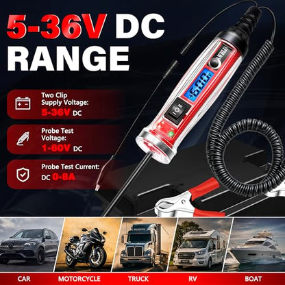 AWBLIN Power Circuit Probe Tester, LCD Digital Automotive Test Light | Voltage Display & Illumination, DC Voltage Tester, Electrical System Tool, Relay Fuse Continuity Current Test