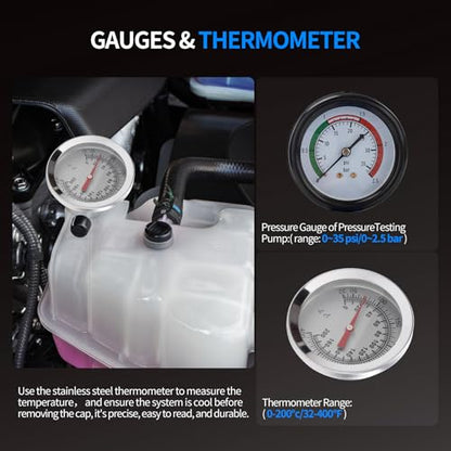 VTG VOGTEN 18PCS Coolant Pressure Tester Kit,Radiator Pump Pressure Tester Kit for Automotive Cooling System Water Tank Leakage Detection - color: Blue