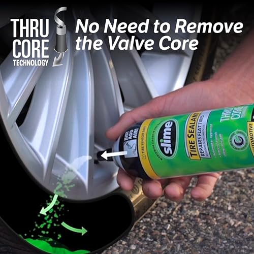 Slime 50165 Flat Tire Puncture Repair, Smart Spair Plus, Emergency Kit for Car Tires, Includes Sealant and Tire Inflator Pump, Suitable for Cars and Other Highway Vehicles, 12 Min Fix - size: Car/Trailer, style: 12 Mins Fix