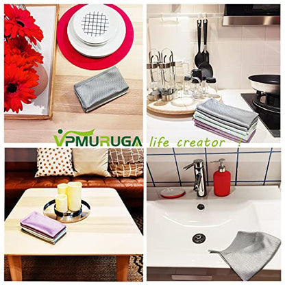Fish Scale Streak Free Magic Glass Window Car Mirror Microfiber Cleaning Cloth Cleaner Cloths,Lint Free Stainless Steel Windshield Shower Cleaning Cloth,Miracle Polishing Towels Shiny Wipes,Pack 6,Mix - color: Mix
