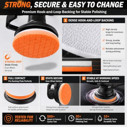 7 Inch Polishing Pads, 5PCS Foam Buffing Pads for DA Polisher | 5PCS Foam Polishing Pads for DA Polisher, Car Paint Correction, Scratch & Swirl Removal, Hook and Loop Backing