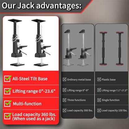 2 Pack Cabinet Jacks, 3rd Hand Support System with 360 LBS Capacity, Adjustable 0 to 23.6 inches for Multifunctional Furniture Lifter Jacks for Wall Tile Height Adjuster Handheld Tool - color: Black-DBQ