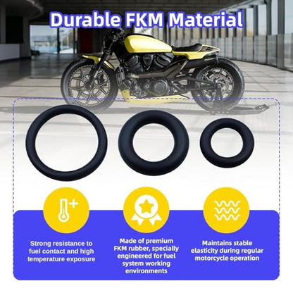 Fuel Line Quick Disconnect O-Ring Kit for Harley-Davidson EFI Models 2001+ | Fuel Tool Check Valve O-Rings and Male Fuel Line End O-Rings Set, Fits Street Glide Road King Softail Sportster