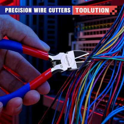 2-Piece Electrician's Pliers Set Professional Wire Stripping Tool | 7" Wire Stripper & 5" Flush Cutter Spring-Loaded Design & Non-Slip Grip for Electrical Work, DIY, Crafting - color: Wire Cutter+wire Stripper