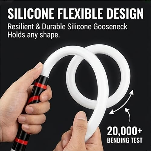 Flexible LED Work Light, 800 Lumens Rechargeable Gooseneck Flashlight, 30 Inch Bendable Hands-Free Tool Light that Holds Shape for Car Repair, Mechanics, Plumbers, Garage Workshop (1, No Gloves)