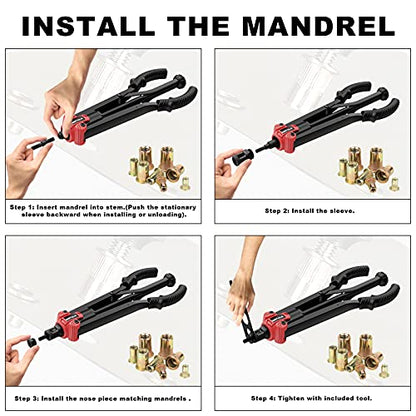 WETOLS Rivet Nut Tool, 17" Rivet Nut Tool with 11 Metric and SAE Mandrels | Professional Hand Riveters with 110Pcs Rivnuts Assortment Kit, Sturdy Case Packed, Auto Release Nut Design, WE-896 - size: 17" auto release rivet nut tool