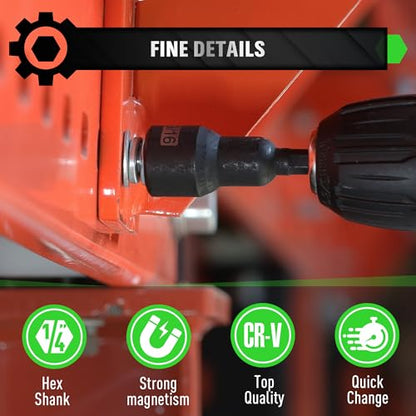 Magnetic Nut Driver Set, 20-Piece Metric & SAE 1/4" Hex Shank, Drill Socket Set, Impact Driver Bit Sets, Magnetic Bit Holder with Aluminum Alloy Snap Clip, 65mm Long Hex Bits, Quick Change Tool - style: 20PCS 65mm