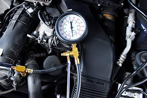 BETOOLL Pro Fuel Injection Pressure Tester Kit Gauge 0-140 PSI with 9.49,7.89,6.30 Fuel Line Fittings - size: Pro Fuel Pressure Tester Kit