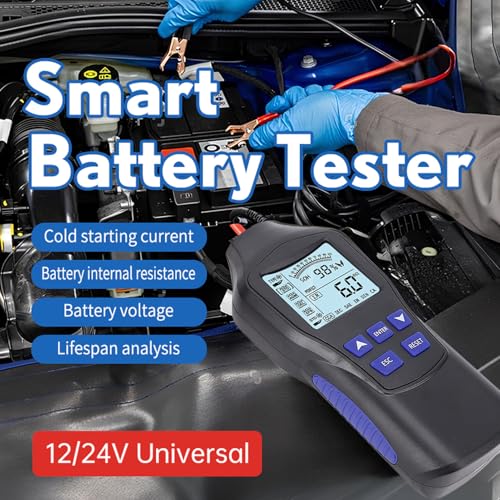 Car Battery Tester, 12V 24V Digital Battery Analyzer Automotive Battery Load Tester with LCD Display for Cars Trucks Motorcycles ATVs SUVs Boats Yachts
