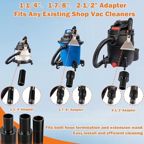 Universal Shop Vacs Extractor Attachment Kit – Fits All Vacs Includes 2-1/2" 1-7/8"and 1-1/4" Adapters for Carpet Cleaning Auto Detailing Wet-dry Vacuum Accessory (Small + Large) - size: Small + Large