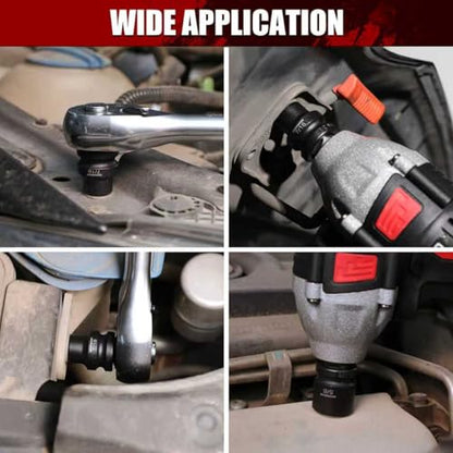 MIXPOWER 11-Piece 1/2" Drive Stubby Impact Socket,CR-MO,3/8"-1",6-Point,SAE,Radius Corner Design, Axle Nut Impact Grade Socket for Easy Removal - size: 1/2" Drive / SAE Set