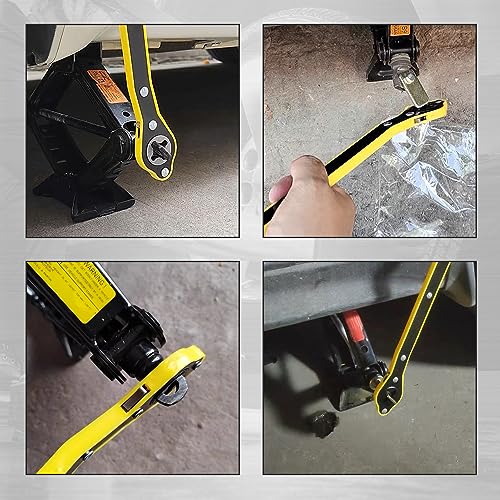 TONDA Jack Ratchet Wrench, Auto Labor-Saving Lug Wrench for Scissor Jack, Forward and Reversal Knob Design
