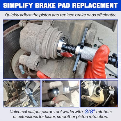 DASBET 5PCS Brake Caliper Wind Back Tool Set | Car Brake Piston Rewind Tool Kit for Rear Brake Pad Replacement, Auto Brake Caliper Piston Wind Back Tool