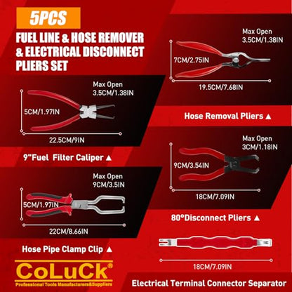 5PCS Electrical Disconnect Pliers & Fuel Line Disconnect Tool Set, Hose Removal Plier, 30 Degree Push Pin Pliers, Electrical Terminal Connector Separator Removal Tool Electrical Disconnect Tool - color: Electrical Disconnect Fuel Line Pliers Set 4pcs