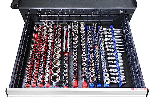 Ernst Manufacturing 18-Inch Magnetic Socket Organizer with 22 1/4-Inch Twist Lock Clips, Black (8420M-Black-1/4) - color: Black, size: 1/4-Inch Twist Clips, style: 18-Inch