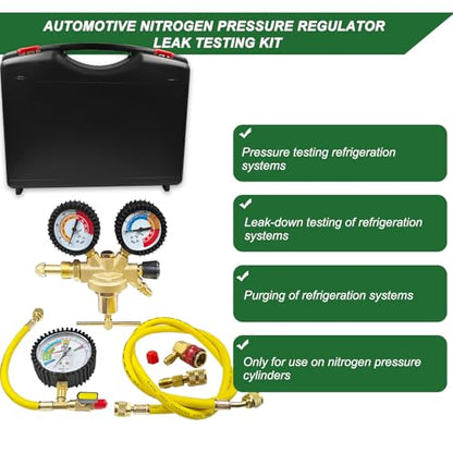 53010 Automotive/HVAC Pressure Tester Kit, Pressure Testing Tools, Includes 53001 Nitrogen Pressure Regulator, Leak Testing Adapter 53042, Charging Hose, R134a Adapter, R410A Adapter
