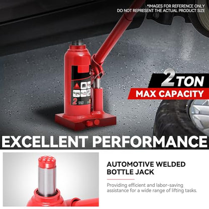 Auto Dynasty 2 Ton Hydraulic Bottle Jack, Automotive Welded Bottle Jack for Car, Pickup Truck, RV, Auto Repair, 6" to 12" Lifting Range (Red) - color: Red, size: 2 Ton