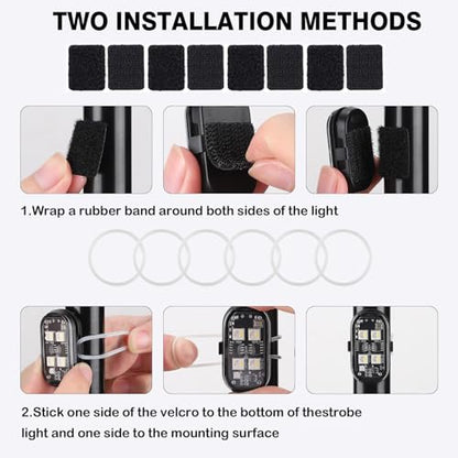 6PCS Wireless LED Strobe Lights, Upgraded 4LEDs RGB Lights for Cars Trucks | Create Brighter Lighting Effects for Vehicle Customization, 6PCS Rechargeable Lights for Motorcycles Camping - size: 6PCS (Upgraded 4LEDs)