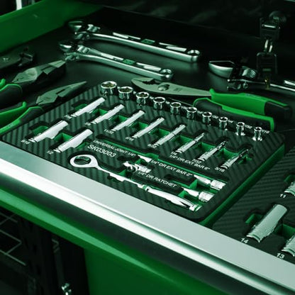 SK 1/4" Drive Socket Set with 160-P Ratchet, SAE, CR-V Steel | 24-Piece Sockets, SuperKrome Finish, Heat Treated, with EVA Foam Tool Organizer