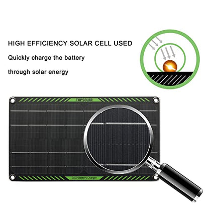 Topsolar 10 Watt 12 Volt Solar Trickle Charger 10W 12V Solar Panel Car Battery Charger Portable Solar Battery Maintainer for Car Motorcycle Boat Marine RV + Cigarette Lighter Plug Alligator Clip - size: 10W