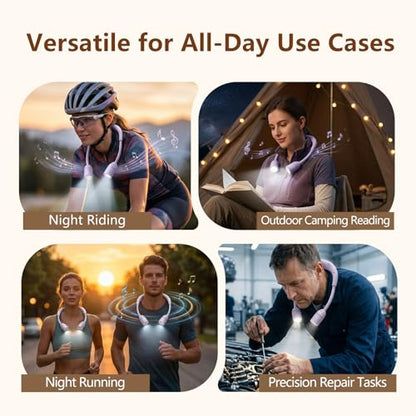 Purple Neck Light, Bluetooth Speaker, 5 Modes, USB-C Rechargeable | Hands-free 2-in-1 neck light and Bluetooth speaker with 90° adjustable beams, 5 modes, 2600mAh USB-C power, and 40+ hours. - color: Purple