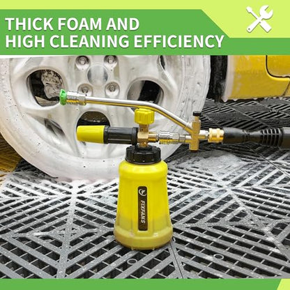 FIXFANS Foam Cannon, Compatible with Portland Husky and Ryobi Power Washer | Dual Connector Accessory, Replacement Gun Adapter, Double Tip Attachment Soap Cannon, 1/4" Quick Connect, 5 Nozzles, 1L - size: 999ML