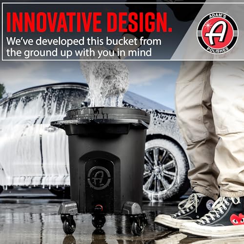 Adam's Double Complete Premium Detailing Bucket - Car Wash Bucket with Grit Guard, Seat Pad, Organization Rack, Drain Plug, 2 Locking Wheels | Innovative Detail 5 Gallon Bucket Kit System - size: Double Bucket