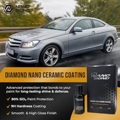 Nano Bond Ceramic Coating 9H PRO (60ML), Car, Plastic, Glass, and Wheel Exterior Care Product kit, Hydrophobic, Long Lasting Professional Care, High Gloss Paint Shine, Automotive Polishing Sio2 - size: 60ml Kit