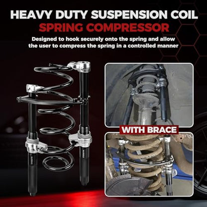 BILITOOLS 2-Piece Coil Spring Compressor Tool, Max Load.2645LB | Heavy Duty Macpherson Strut Spring Compression Set, with Safety Jaws and Holder