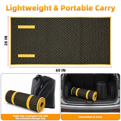 Magic Rolling Creeper Mat, 60 x 28 in Foldable Under Car Repair Pad | with Storage Bag, Multifunctional Automotive Creeper Mechanic Mat for Low Clearance, Working On The Ground, Special Roads - color: YELLOW
