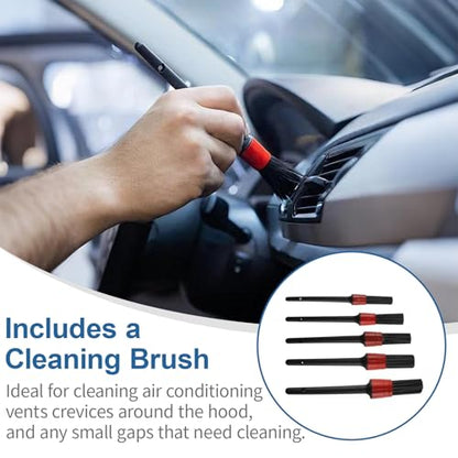 Detailing Car Cleaning Gun Interior Dryer Air Blow Gun, High Pressure Blower Gun with 5 Pcs Brushes for Auto Carpet Seats Dashboard Console Cleaning