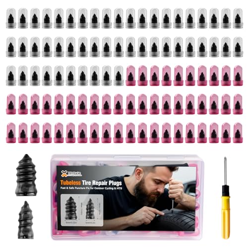 101Pcs Tire Repair Rubber Screw Kit, Dual Size (Small & Large) Rubber Nail Plugs for Car, Motorcycle, Truck, Tractor – Fast Self-Service Tool for Vacuum Tire Puncture Repair, Includes Screwdriver