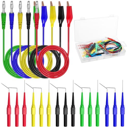 Linkhood 21PCS Back Probe Kit, Banana Plug to Copper Alligator Clip Automotive Test Leads Set, Insulation Wire Piercing Probes, Test Wires for Car Repairing Diagnostic Circuit Testing (20)