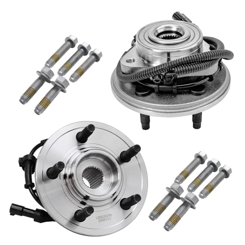 Detroit Axle - 4pc Steering Knuckles Kit for 02-05 Ford Explorer Mercury Mountaineer, 2 Rear Steering Knuckles & Wheel Bearing Hubs 2 Front Wheel Bearing and Hubs 2002 2003 2004 2005 Replacement - size: 4UW47703/Kit