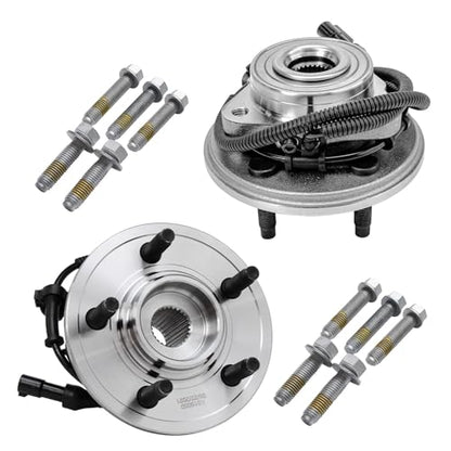 Detroit Axle - 4pc Steering Knuckles Kit for 02-05 Ford Explorer Mercury Mountaineer, 2 Rear Steering Knuckles & Wheel Bearing Hubs 2 Front Wheel Bearing and Hubs 2002 2003 2004 2005 Replacement - size: 4UW47703/Kit