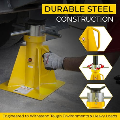 ESCO 20 Ton Swivel Screw Jack Stand - 10802 | Heavy Duty Adjustable Jack Stand for Trucks, Trailers, RVs & Equipment | 40,000 lbs Capacity | 16.5"–26.5" Height Range | Wide Steel Base for Stability