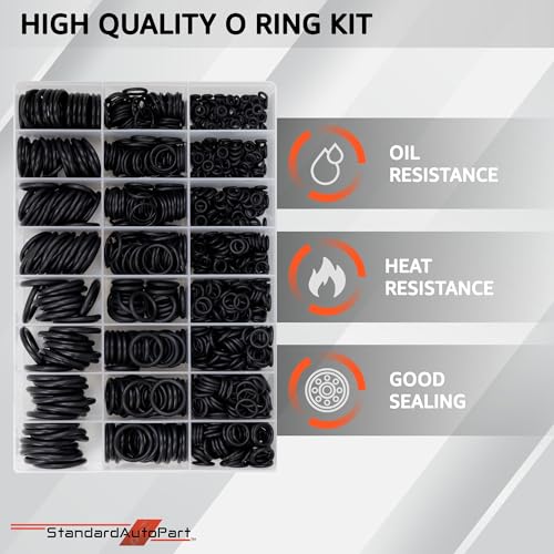 StandardAutoPart Silicone Universal Black O-Ring Sealing Gasket Washer Seal Assortment Set for Automotive & General Plumbling and Faucet Repair (1200Pcs) - style: 1200Pcs