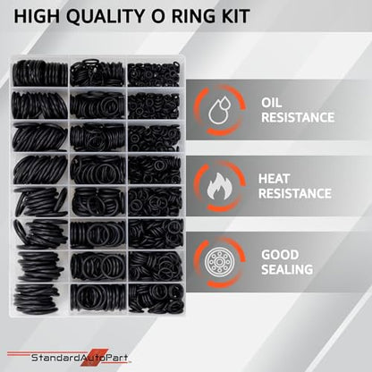 StandardAutoPart Silicone Universal Black O-Ring Sealing Gasket Washer Seal Assortment Set for Automotive & General Plumbling and Faucet Repair (1200Pcs) - style: 1200Pcs