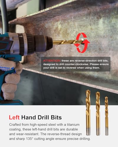 Kolvoii 67-Piece Broken Bolt Extractor Kit & Easy Out Screw Extractor Set | Left hand drill bit set, extractor sockets and lug nut remover set tackle stripped bolts, broken screws and rounded nuts - size: 67 PCS