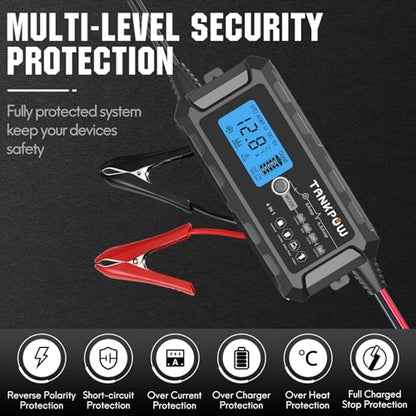 6V/12V 6A Automatic Battery Charger,Smart Battery Charger with Overcharge Protection,Trickle Charger Maintainer and Desulfator for Lead Acid & Lithium(LiFePO4) Deep Cycle Batteries
