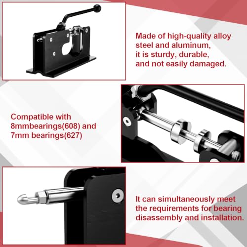 Bearing Press and Puller Wheel Bearing Press Skateboard Tool Fits 7mm 8mm Bearings for Skaters Skateboard, Inline, Longboard, Quad, Caster, and Cruiser Wheels - color: Blcak