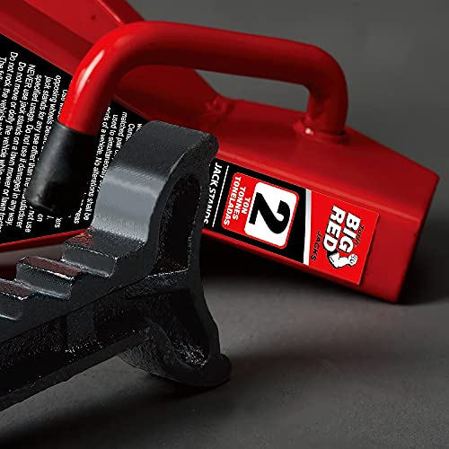 BIG RED T42202 Torin Steel Jack Stands: 2 Ton (4,000 lb) Capacity, Red, 1 Pair - size: 2 Ton, style: Basic Style