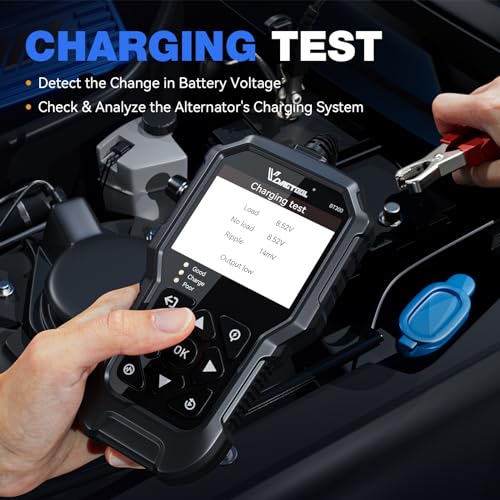 Car Battery Tester 12V 6V VDIAGTOOL BT300, 5-3000 CCA Load Tester Starter Alternator Tester Automotive Charging Cranking System Tester for Motorcycle Car Truck SUV ATV Boat