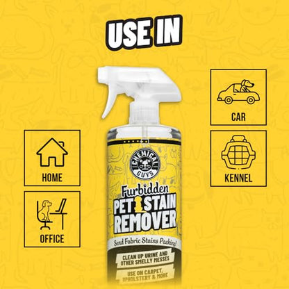 Chemical Guys Furbidden Pet Stain Remover for Car & Home, Carpet & Upholstery Cleaner, Eliminates Pet Odors & Stains from Urine & Vomit, Multi-Surface Pet Odor Neutralizer - 16 oz - size: 16 Fl Oz (Pack of 1)