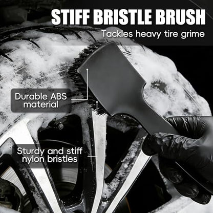 10PCS Car Wheel Cleaning Kit – Metal-Free Rim & Tire Brush Set with Wool Brush, Microfiber Cloths, Wax Pads & Storage Bag, Scratch-Free Detailing Tools for Cars Trucks SUVs RVs - size: 10PCS