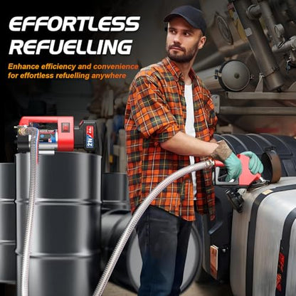Mxmoonant Cordless Diesel Transfer Pump Kit, Fuel Transfer Pump Battery Powered 12GPM with Fuel Nozzle Auto Shut Off, 4000mAh Lithium Batteries*2 for Kerosene Boat Truck