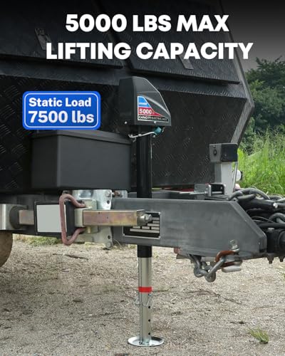 Kohree Electric Trailer Jack 5000lbs, Heavy Duty A-Frame Electric Power Tongue Jack with Waterproof Cover & LED Light for Travel Trailers, Camper, RV, 12V DC with Wiring, 9.8"-31.7" Lift - size: 5000 LBS with Standard Wiring